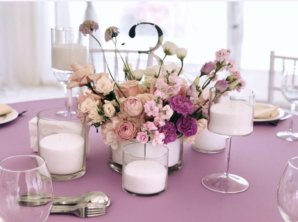 Цветы на столы гостей